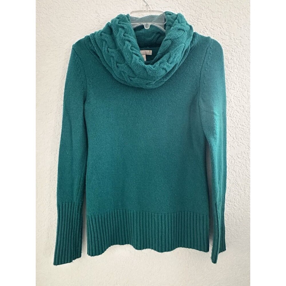 Banana Republic Womens‎ Cable Knit Sweater S Wool Cashmere Fishermen Cosmic Teal